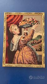 Ricamo artigianale figura femminile con fiori