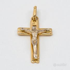 Ciondolo oro giallo e bianco 18kt Croce E.950