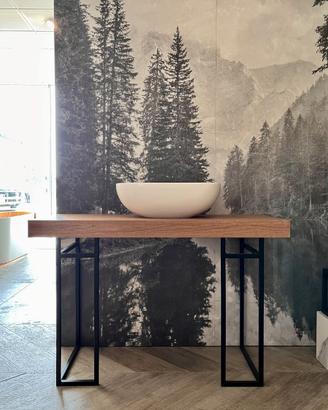 Mobile bagno con top in Noce Canaletto e Lavabo