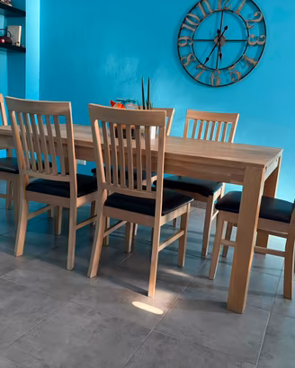 Tavolo da pranzo in rovere + 6 sedie – 175x94 cm