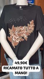 T-SHIRT DONNA RICAMATO A MANO