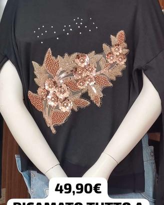 T-SHIRT DONNA RICAMATO A MANO