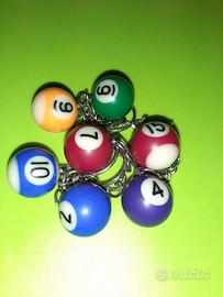 Lotto 7 portachiavi con palla da biliardo