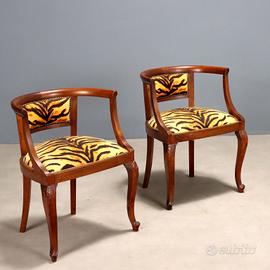 Coppia di Poltroncine in Faggio Tinto Noce