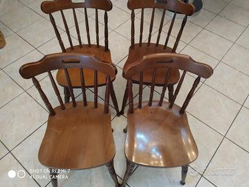 4 sedie in legno stile old america colore noce