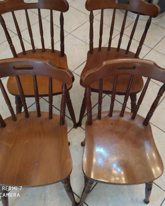 4 sedie in legno stile old america colore noce