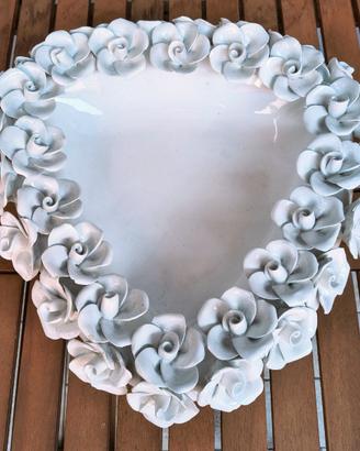 Ciotola "Sinum" ARIANNE roses 38x38 bianca lucida