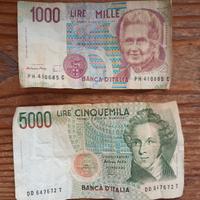 banconote italiane 1000 e 5000