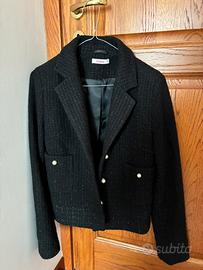 Blazer Donna nero con bottoni perlati