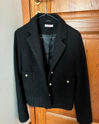 Blazer Donna nero con bottoni perlati
