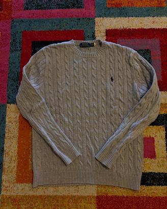 Maglione con trecce ralph lauren grigio taglia S