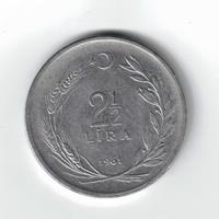 Moneta, Turchia, 2,5 Lire, Rep. di Turchia, 1961