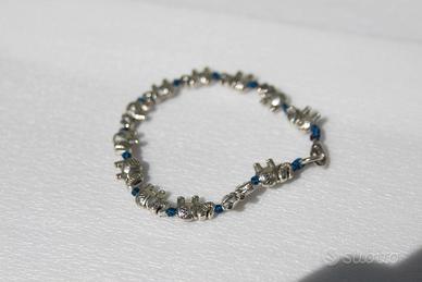Braccialetto in filo blu con ciondoli elefantini