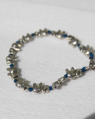 Braccialetto in filo blu con ciondoli elefantini