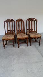 Gruppo di 6 sedie in noce '800 Milanesi