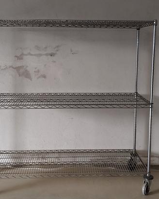 Scaffalatura mobile in acciaio cromato 