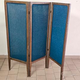 Paravento in legno e tessuto, anni ’60