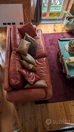 Divano in vera pelle con firma di pregio "Cava"