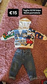 Completo pantalone Zara 18/24 felpa disney 12/18