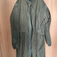 Giubbotto verde militare borchie parka taglia S 36