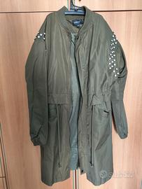 Giubbotto verde militare borchie parka taglia S 36