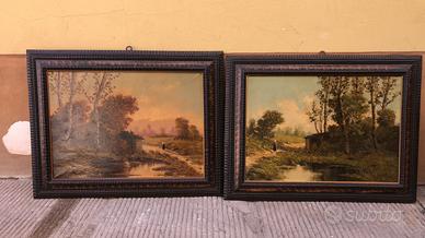 Coppia di paesaggi olio su tela