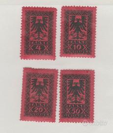 4 Francobolli segnatasse Albania 1922