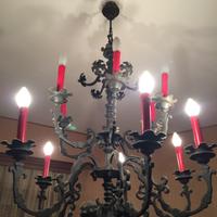 Coppia lampadari epoca 12 candele ferro epoca