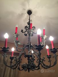 Coppia lampadari epoca 12 candele ferro epoca