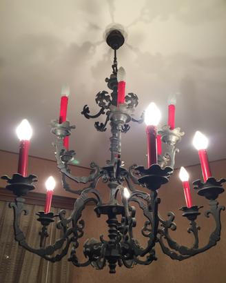 Coppia lampadari epoca 12 candele ferro epoca