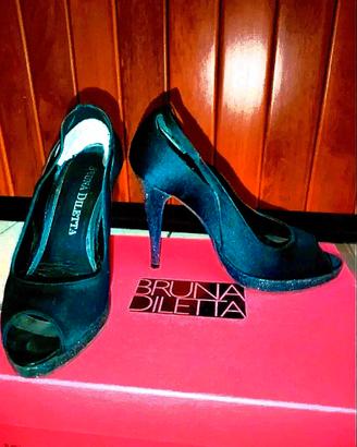 Décolleté Bruna Diletta tacco glitter nero n.34