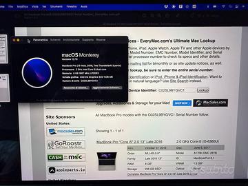 Mac Book Pro 13  inch 2016 - 2 Ghz Intel Core i5