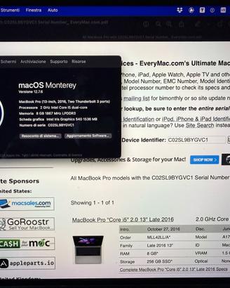 Mac Book Pro 13  inch 2016 - 2 Ghz Intel Core i5