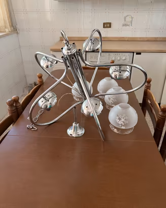 Lampadario anni ‘70 vintage in acciaio