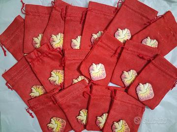 Bomboniere cresima sacchetti in Juta colomba 