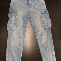 pantaloni cargo in jeans- Terranova 