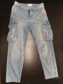 pantaloni cargo in jeans- Terranova 