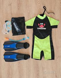 Kit snorkeling per bambino 8/10 anni