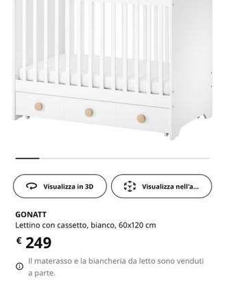 Lettino ikea Gonatt + materasso