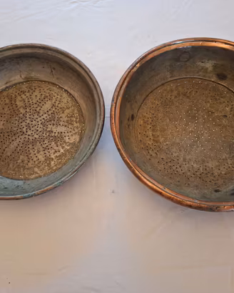 N.2 Antichi Scolapasta o Colini da Cucina in Rame