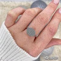 ANELLO ORO BICOLORE 18kt. E DIAMANTI PAVE NATURALI