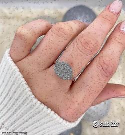 ANELLO ORO BICOLORE 18kt. E DIAMANTI PAVE NATURALI