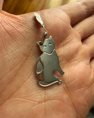 Ciondolo argento gatto vintage