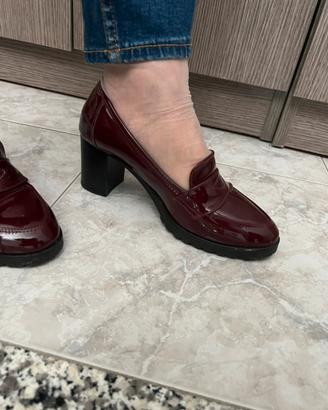 Scarpa donna vernice borgogna