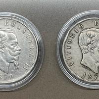 Lotto 5 Lire Vittorio Emanuele II 1870, Argento