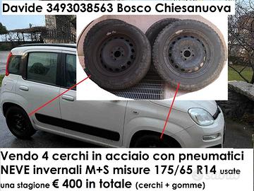 Cerchi acciaio + gomme neve 175/65 R14 M+S