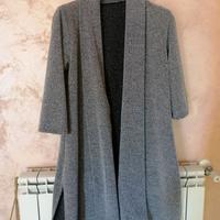 Casacca lunga da donna grigia effetto sabbiato