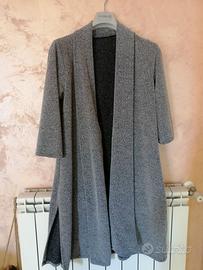 Casacca lunga da donna grigia effetto sabbiato