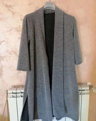 Casacca lunga da donna grigia effetto sabbiato