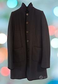 Cappotto donna double face in lana nero. Aspesi